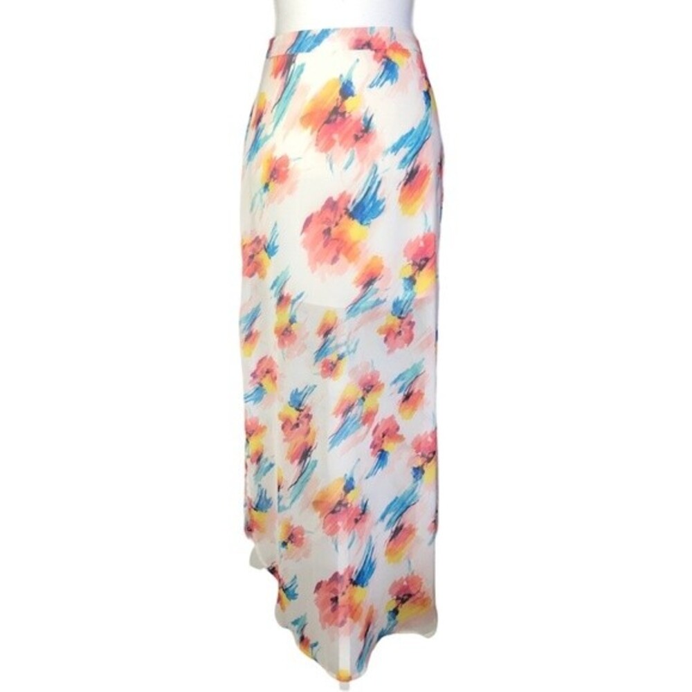 Lush Tie-Dye Paint Splatter Side Slit Sheer Maxi Skirt